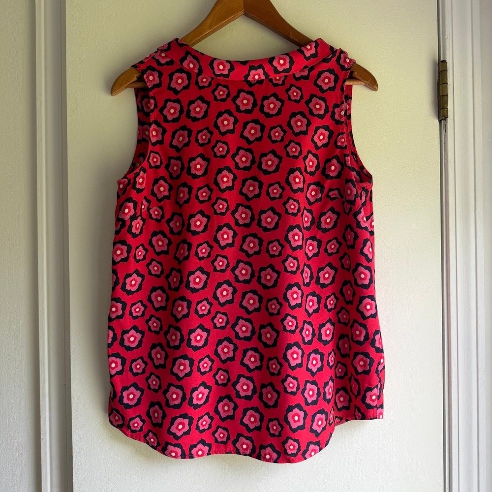 Boden Womens Red Pink Floral Silk Blend Sleeveless Bow Back Blouse US 6 UK 10